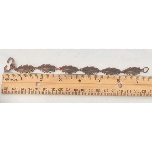 Copper Leaf Link Style Bracelet Clamp Style Clasp Approx. 7" Mid Century Vtg - Picture 6 of 6